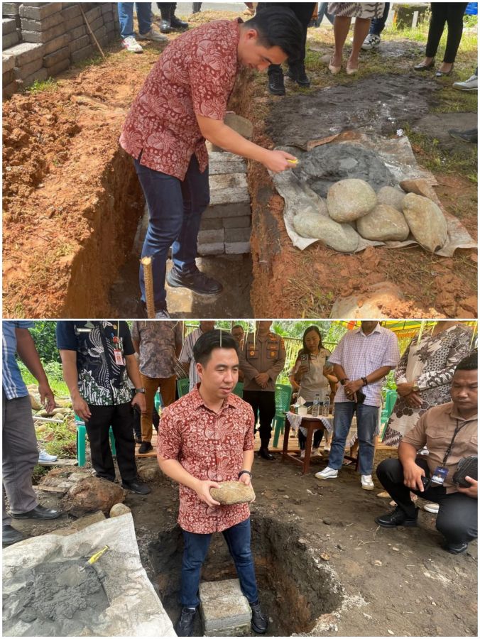 Awali Pembangunan Aula di Binebas, Bupati Michael Letakkan Batu Pertama