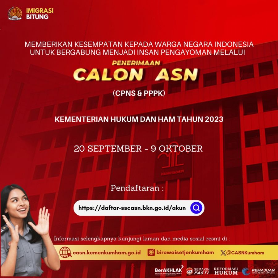 Penerimaan Calon ASN Kemenkumham Dibuka 20 September-9 Oktober 2023