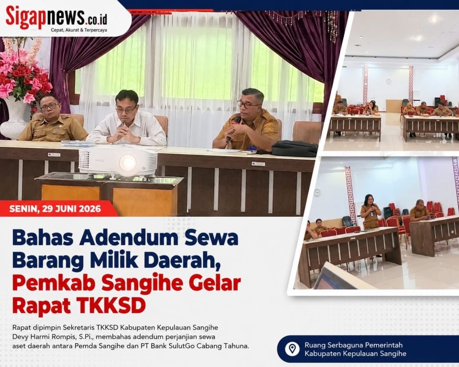 Bahas Adendum Sewa Barang Milik Daerah, Pemkab Sangihe Gelar Rapat TKKSD