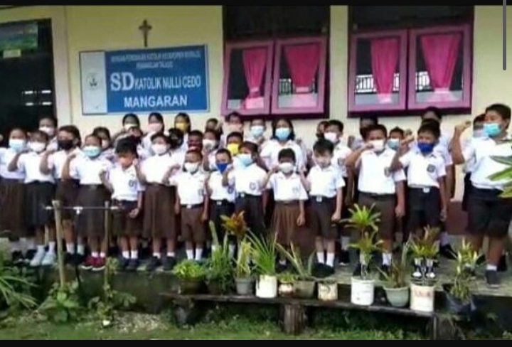 Deklarasi Siap di Vaksin Siswa-Siswi SD Katolik Mangaran Talaud