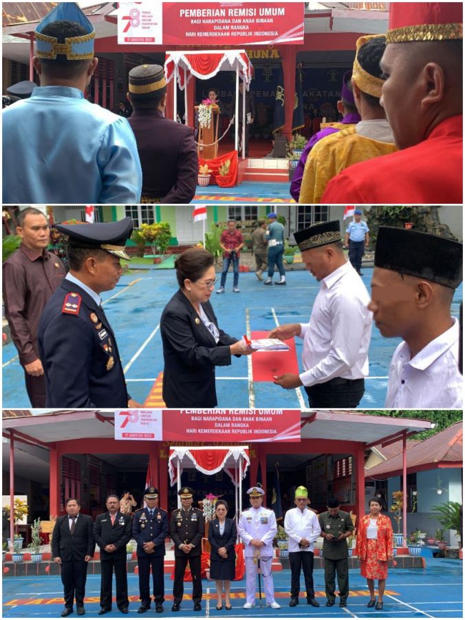 Didampingi Kalapas Kelas IIB Tahuna, Pj. Bupati Serahkan SK Remisi Umum Pada WBP