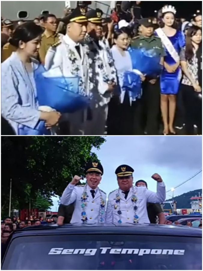 Disambut dengan Prosesi Adat, Bupati dan Wakil Bupati Sangihe Tiba di Tahuna