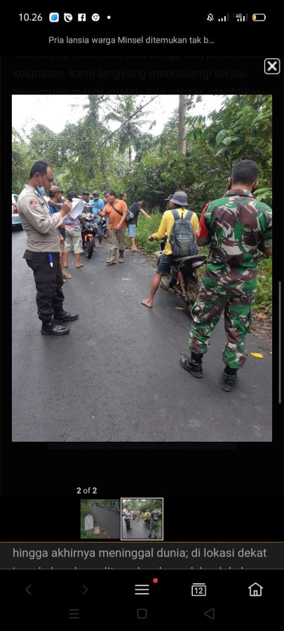 Seorang Warga Rumoong Bawah Ditemukan Tak Bernyawa Dibawah Pohon Kelapa