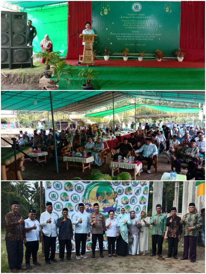 Halal Bihalal di Desa Talawid, Pj. Bupati Serahkan Bantuan 100 Sak Semen