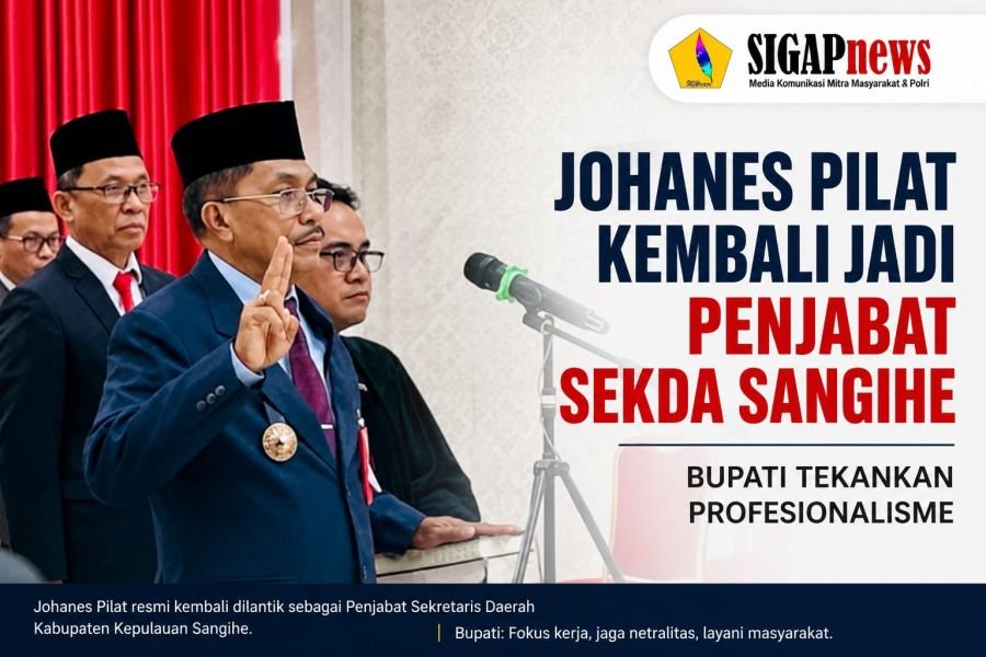 Johanes Pilat Kembali Jadi Penjabat Sekda Sangihe, Bupati Tekankan Profesionalisme