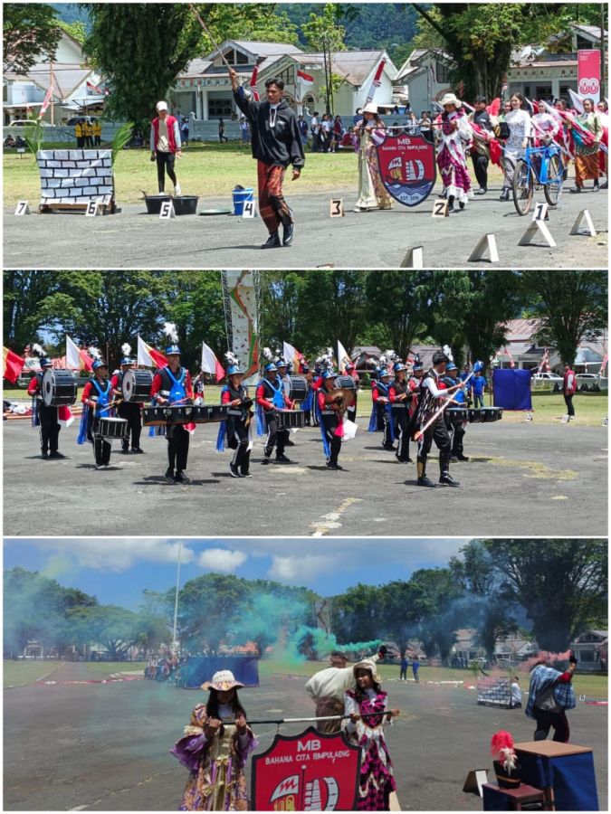 Marching Band SMA N 1 Tabukan Utara Guncang Gelora Santiago di HUT ke-80 RI