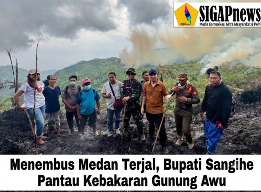 Menembus Medan Terjal, Bupati Sangihe Pantau Kebakaran Gunung Awu