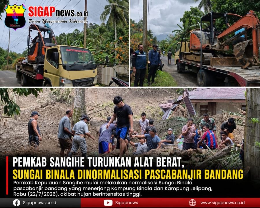 Pemkab Sangihe Turunkan Alat Berat, Sungai Binala Dinormalisasi Pascabanjir Bandang