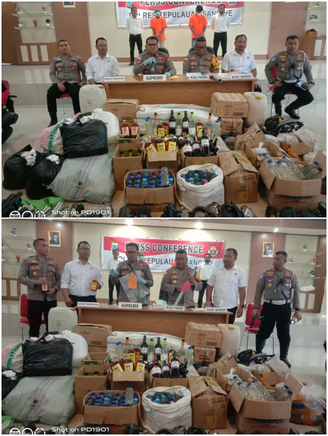 Polres Sangihe Ungkap Hasil Operasi Pekat: Ribuan Liter Cap Tikus & Dua Pelaku Diamankan