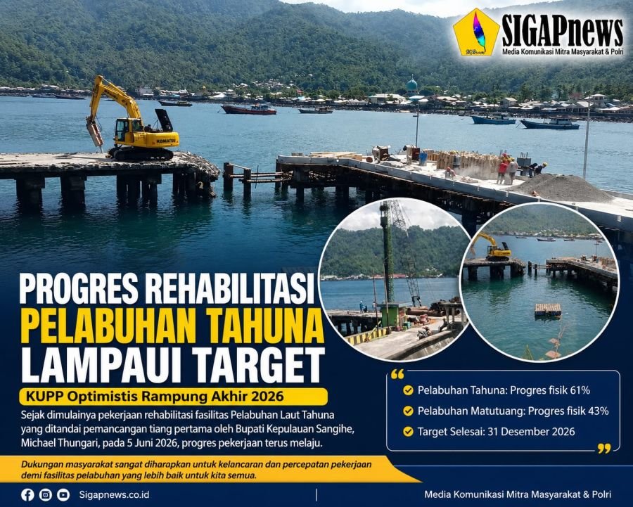 Progres Rehabilitasi Pelabuhan Tahuna Lampaui Target, KUPP Optimistis Rampung Akhir 2026