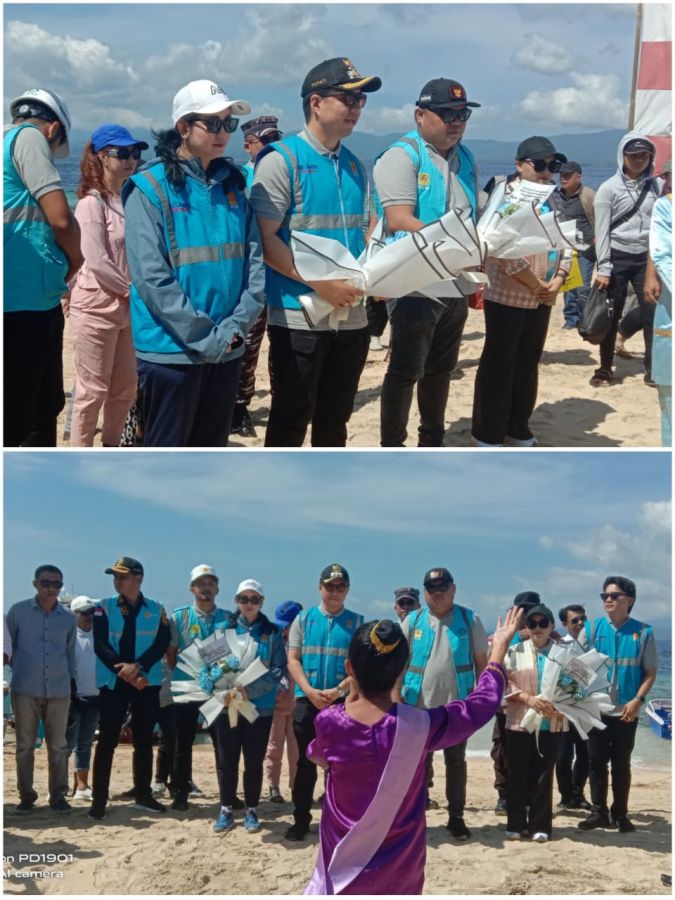 Rombongan Bupati dan Wakil Bupati Sangihe Disambut Adat di Pantai Nanedakele