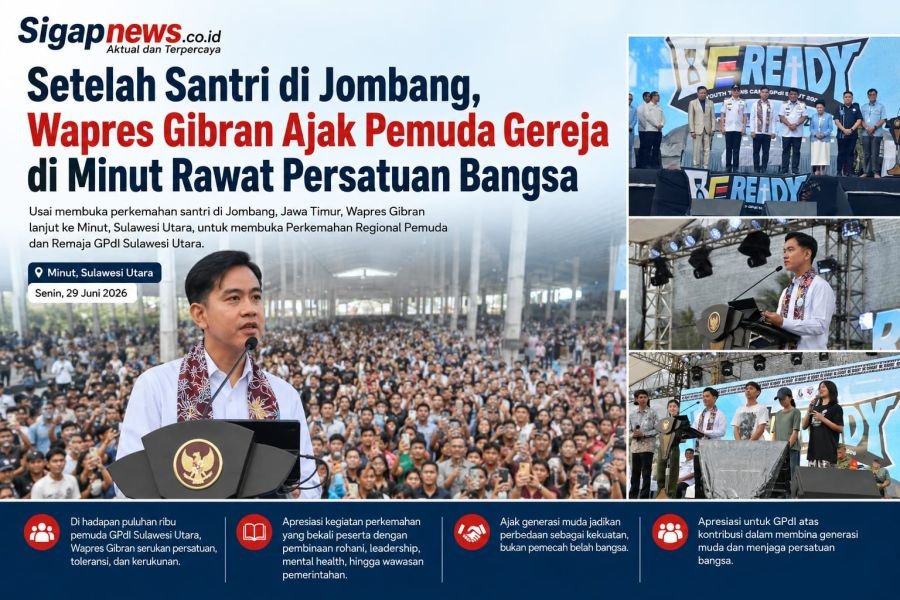 Setelah Santri di Jombang, Wapres Gibran Ajak Pemuda Gereja di Minut Rawat Persatuan Bangsa