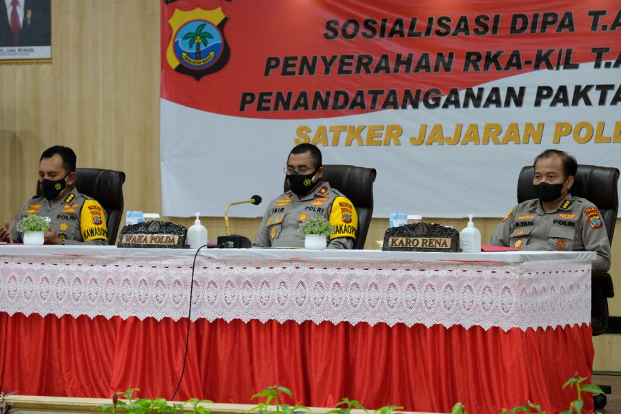 Sosialisasi DIPA dan Penyerahan RKA-K/L T.A 2022 Dipimpin Wakapolda
