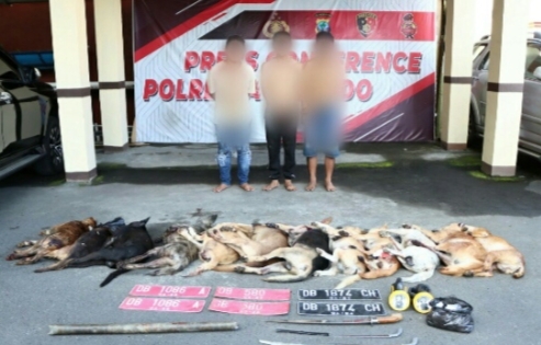 Tiga Pelaku 'Doger' Anjing Diamankan Tim Patroli Rayon Polresta Manado