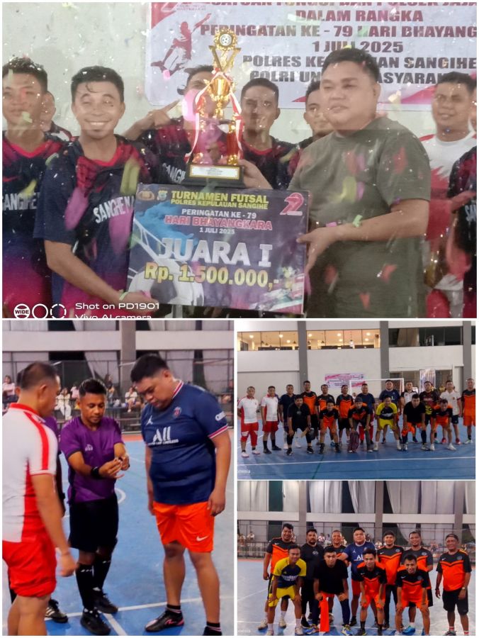 Wabup Sangihe Warnai Penutupan Turnamen Hari Bhayangkara: Cetak Hattrick dan Serahkan Hadiah Juara