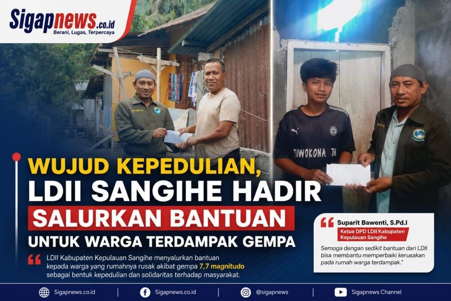 Wujud Kepedulian, LDII Sangihe Hadir Salurkan Bantuan untuk Warga Terdampak Gempa