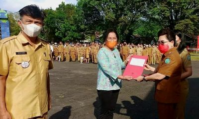 Penjabat Bupati Kepulauan Sangihe dr. Rinny Tamuntuan Pimpin Apel Bersama